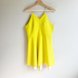 NWT JOA Los Angeles Yellow Fit & Flare Mini Dress Women’s Size Large